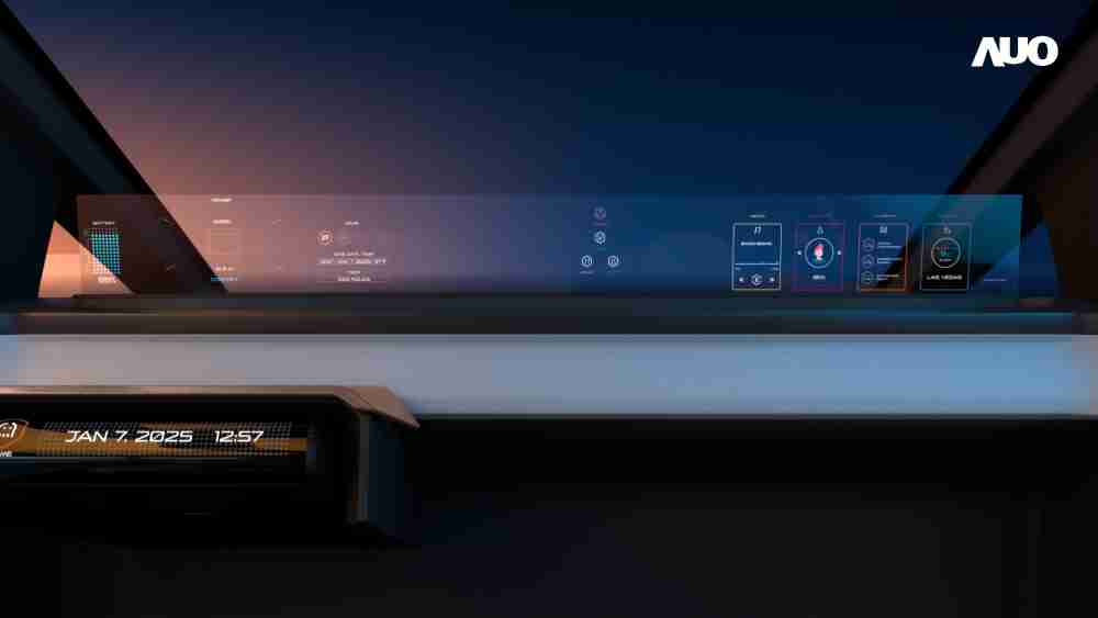 CG电子无界透明显示接口(Horizon Image Glass)透过车运算方案整合仪表板、、、中控台及副驾显示器，，一体式全景呈现，，，，提供乘用者清晰的前方视野、、、、行车必要信息与娱乐功能