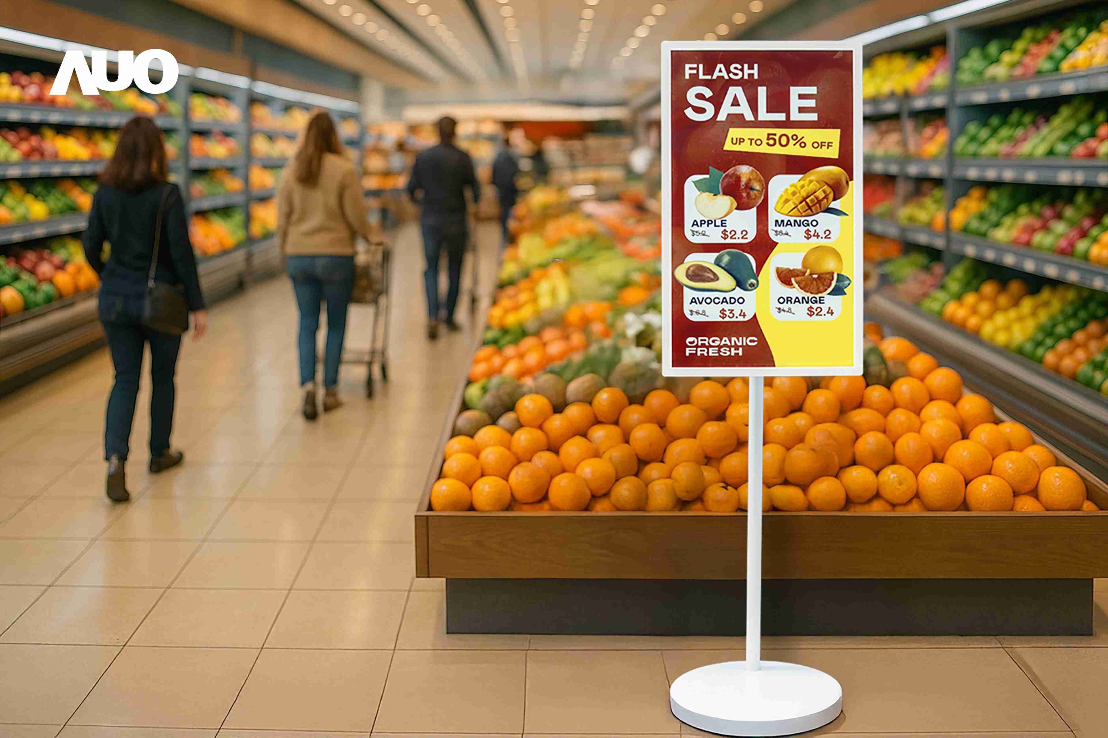 达擎首亮相低功耗、、、全彩的〝aecoPost电子纸解决方案〞，，，，仅在更新画面时需要微量的电力驱动，，，无需布建电线的便捷设计，，使其可灵活应用、、、随意置放，，，并可透过云端或行动装置app，，，轻松管理及排程广告内容，，，晋升店头营销利器。。。。